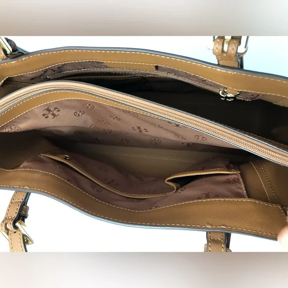 Tory Burch Emerson Handbag Tote Bag Brown Leather Ladies From Japan Used - Picture 5 of 12